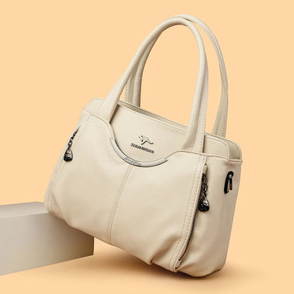 Multi-Pocket Soft Leather Designer Tote