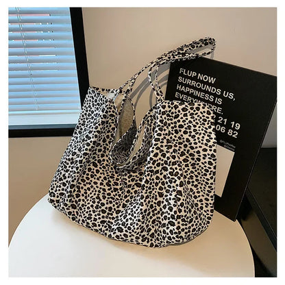 Leopard Motif Canvas Statement Tote