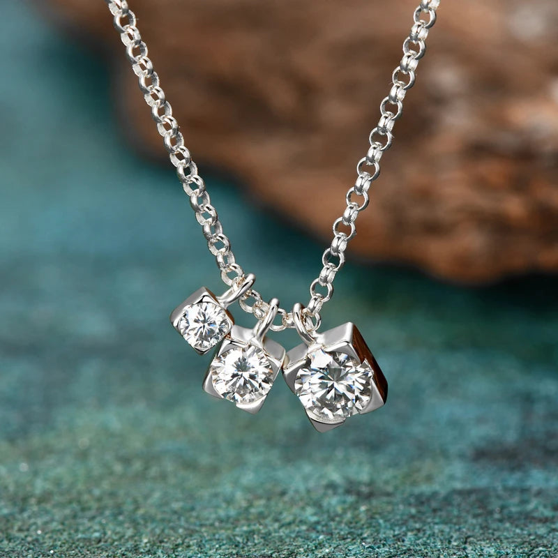 Full Moissanite Diamond Engagement Necklace