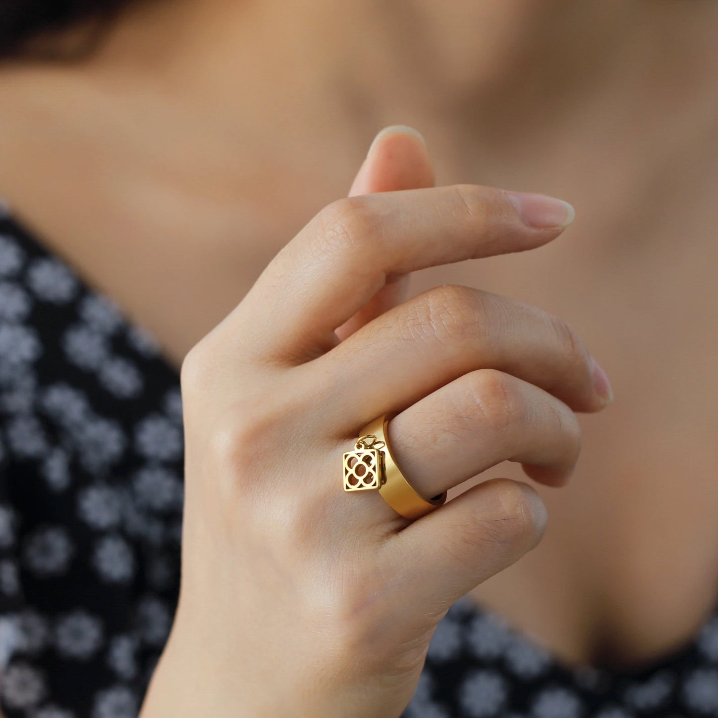 Minimalist Floral Stainless Steel Ring