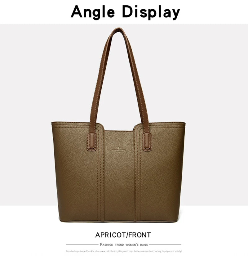 Designer Soft Leather Bucket Tote