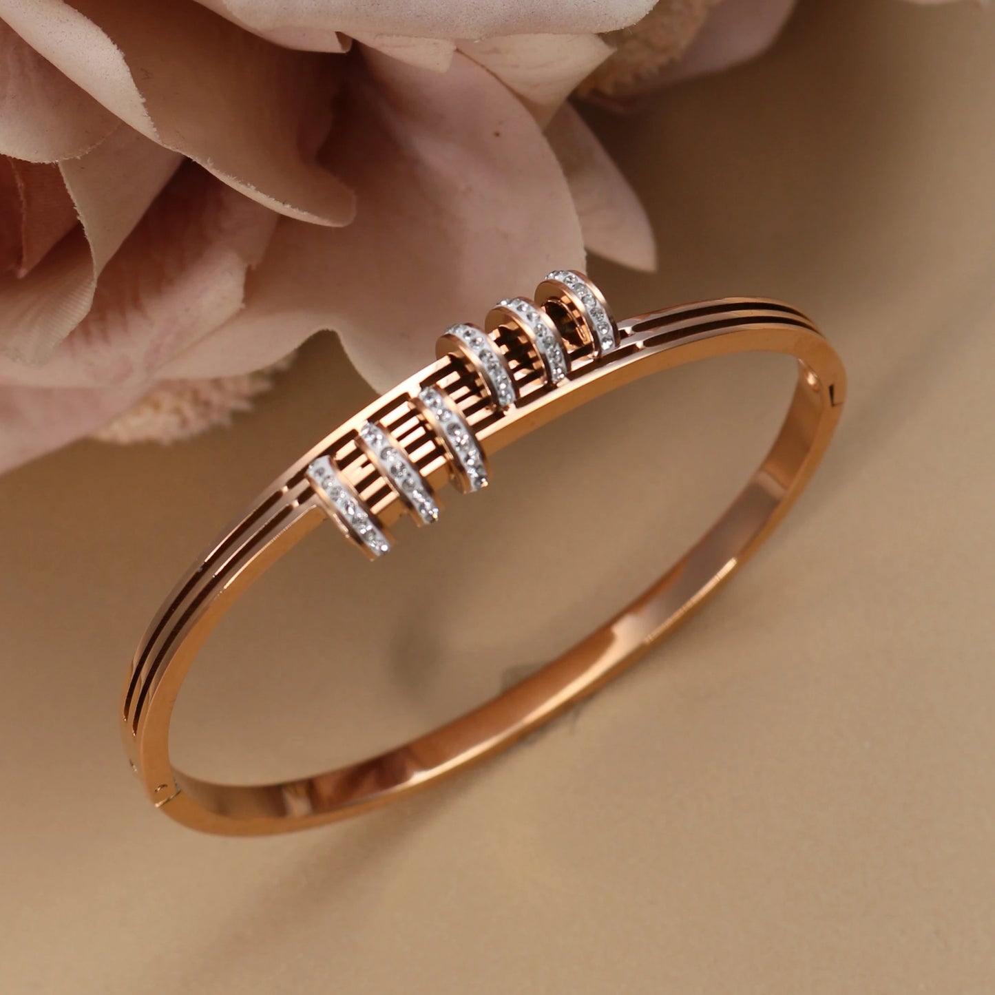 Hollow Crystal Half Face Bangle