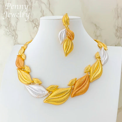 Leaf Shaped Gilded Choker Set
