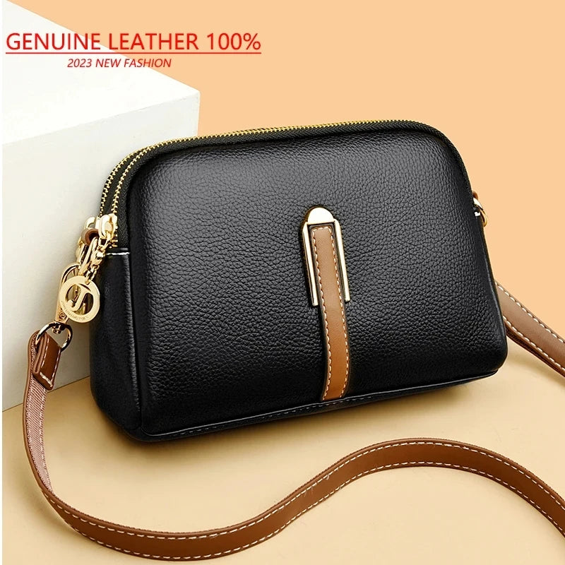 Designer Flap Cowhide Messenger Bag
