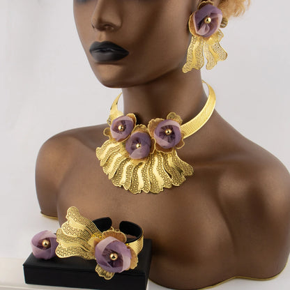 Purple Flower Noble Jewelry Set