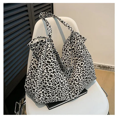Leopard Motif Canvas Statement Tote
