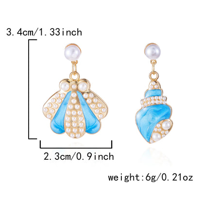 Enamel Starfish Holiday Shell Earrings
