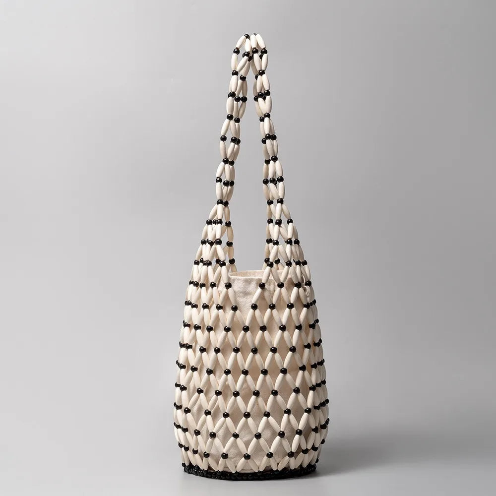 Hand-Beaded Exquisite Wooden Tote