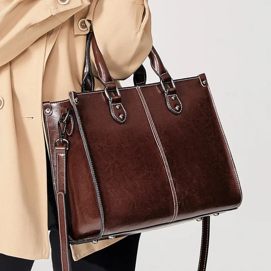Premium Cowhide Executive Shoulder Tote