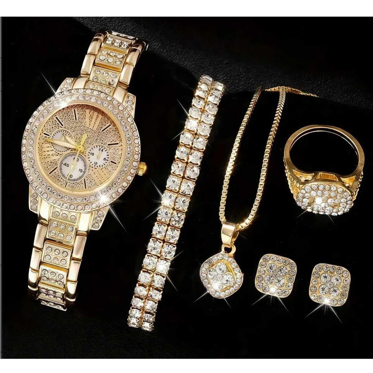 Full 5-Piece Jewelry Watch Suite