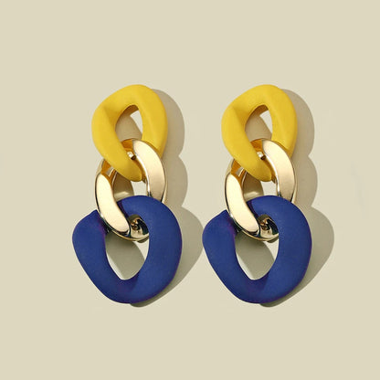 Color-Block Statement Resin Earrings