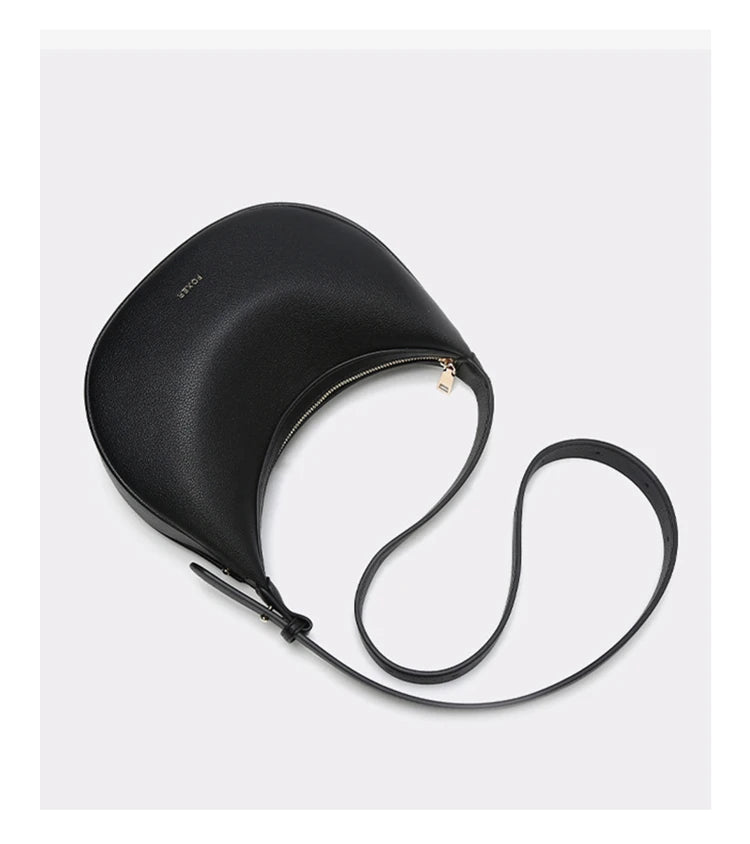 Minimalist Crescent Leather Underarm Bag