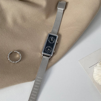 Dual-Movement Retro Square Quartz Watch