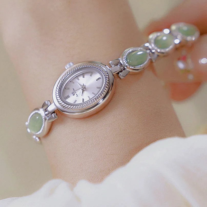 Natural Gemstone Oval Jewelry Watch