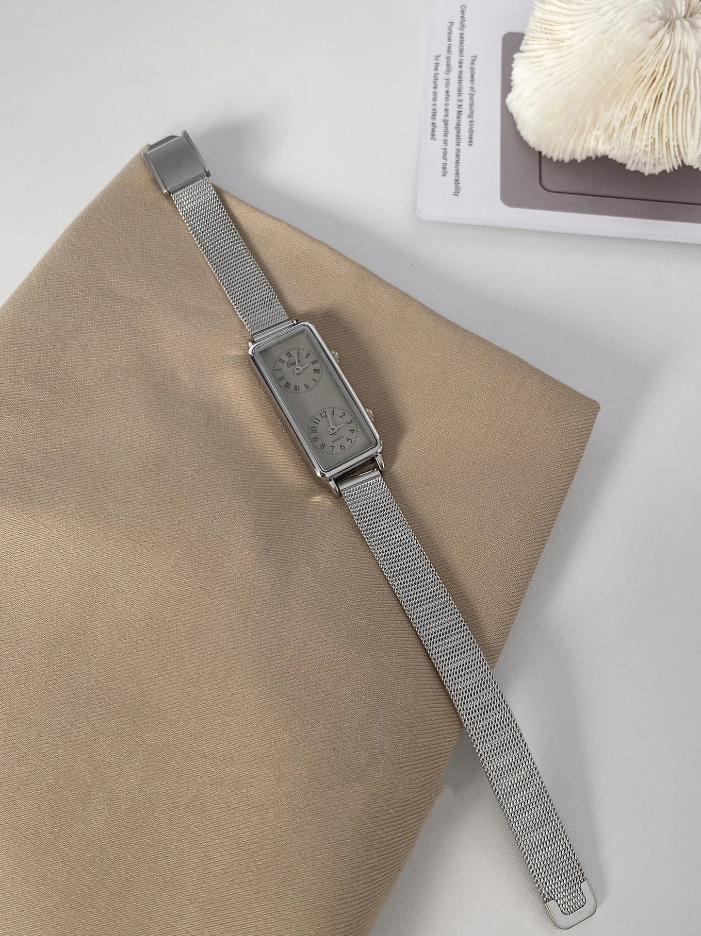 Dual-Movement Retro Square Quartz Watch