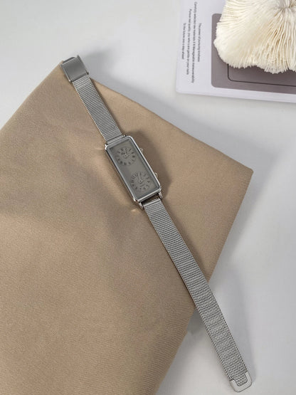Dual-Movement Retro Square Quartz Watch