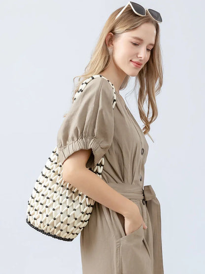 Hand-Beaded Exquisite Wooden Tote