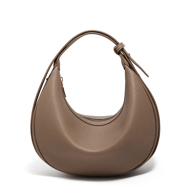 Minimalist Crescent Leather Underarm Bag