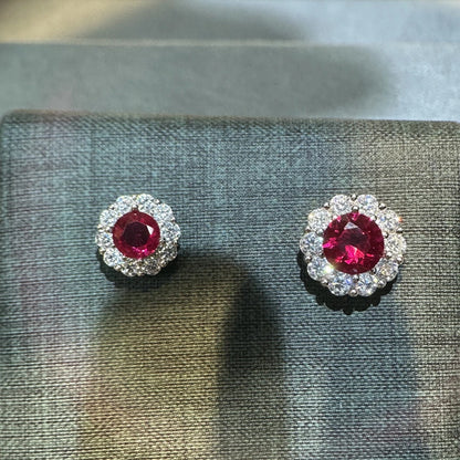 Round Cut Lab Sapphire Earrings