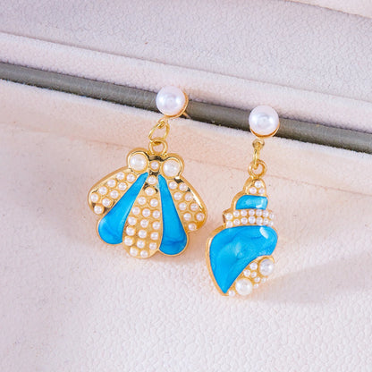 Enamel Starfish Holiday Shell Earrings