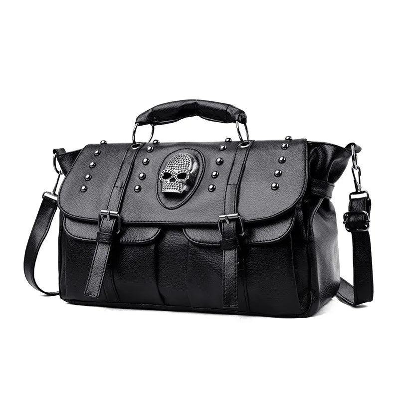 Noir Punk Skull Motif Tote