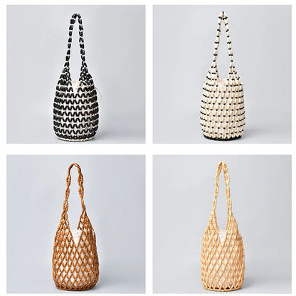 Hand-Beaded Exquisite Wooden Tote