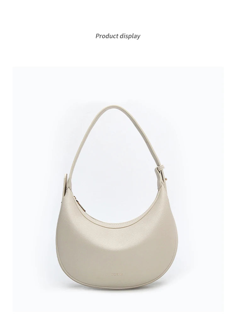 Minimalist Crescent Leather Underarm Bag