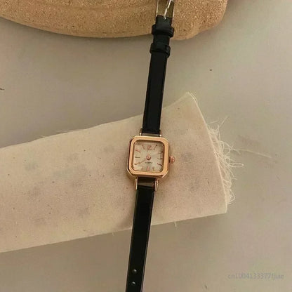 Minimalist Square Leather Strap Watch