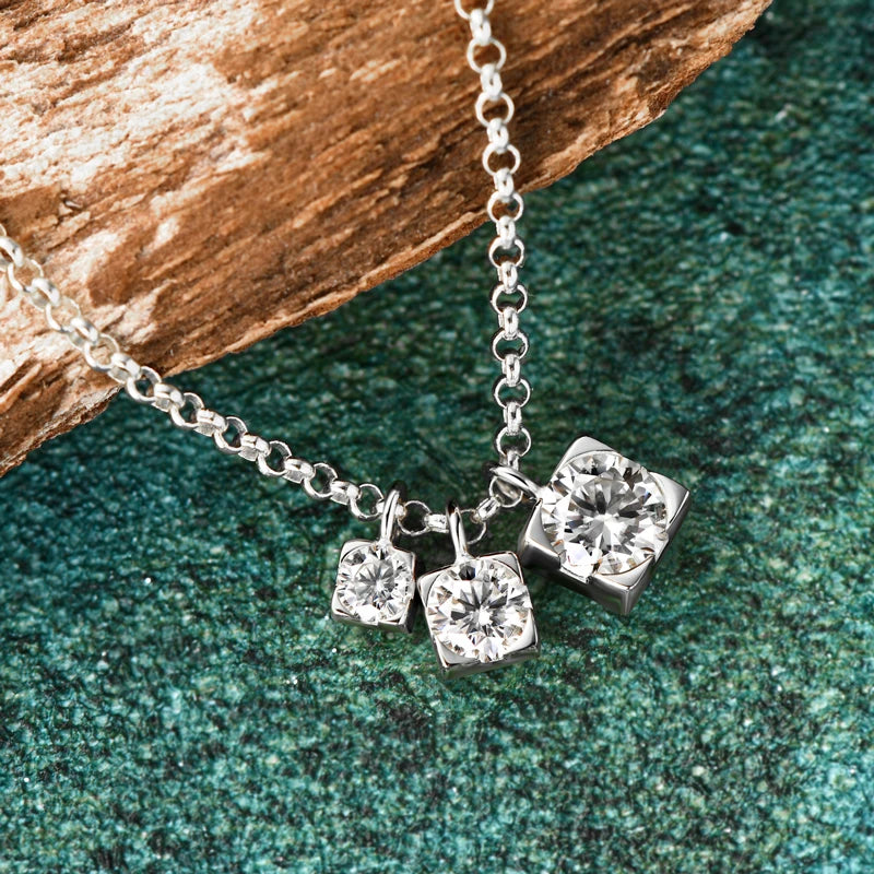 Full Moissanite Diamond Engagement Necklace