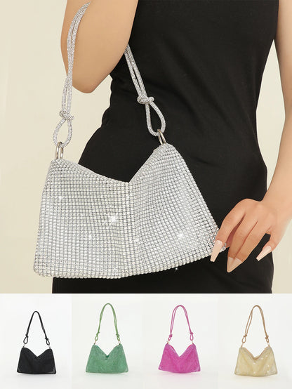 Rhinestone Crescent Evening Underarm Bag