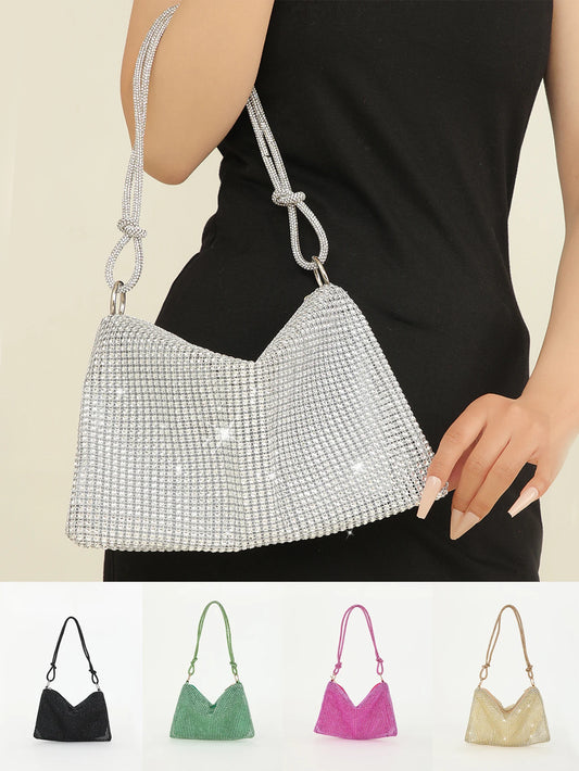 Rhinestone Crescent Evening Underarm Bag