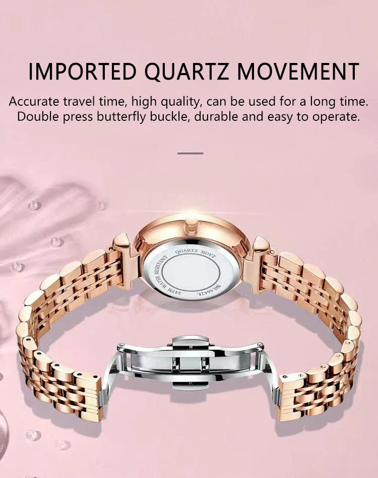 Rose Gold Steel Jewelry Watch