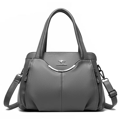 Multi-Pocket Soft Leather Designer Tote
