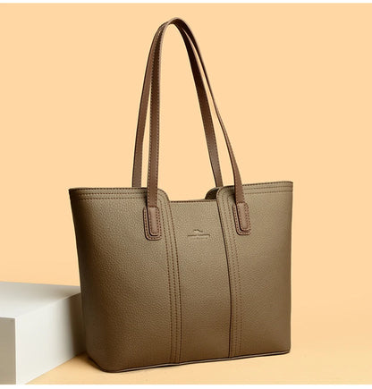 Designer Soft Leather Bucket Tote