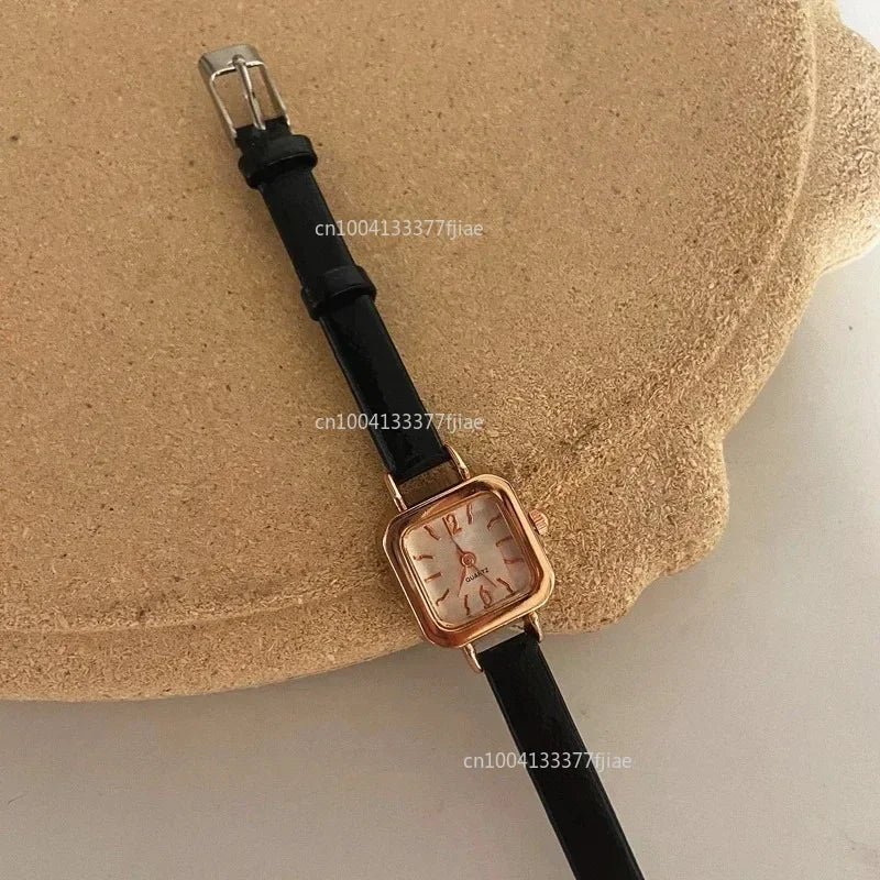 Minimalist Square Leather Strap Watch