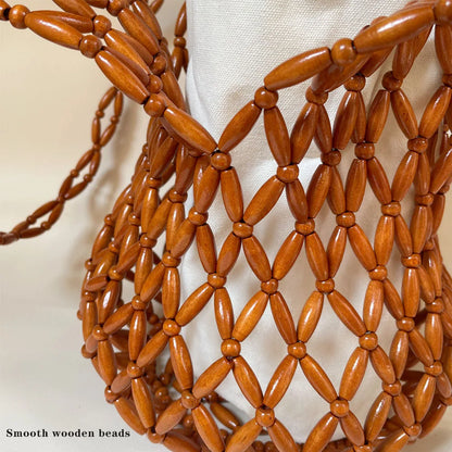 Hand-Beaded Exquisite Wooden Tote