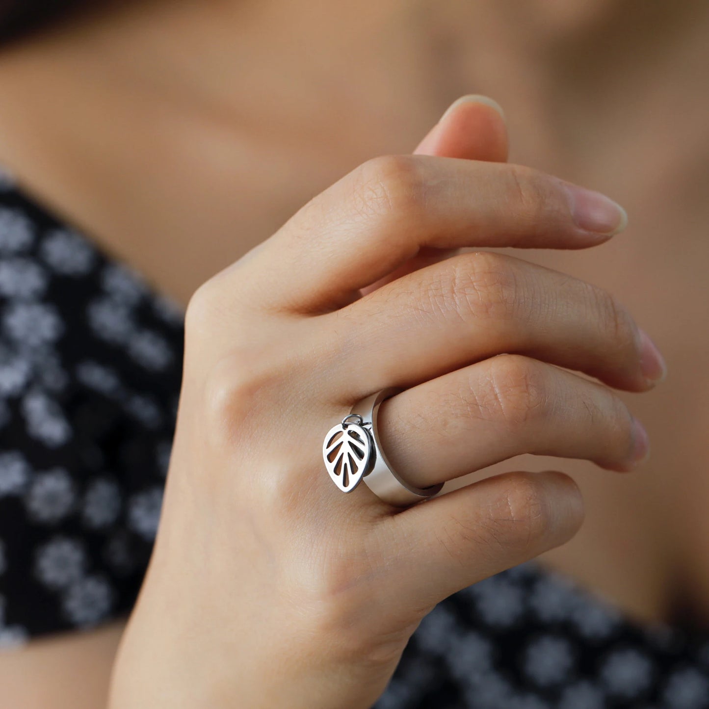 Minimalist Floral Stainless Steel Ring
