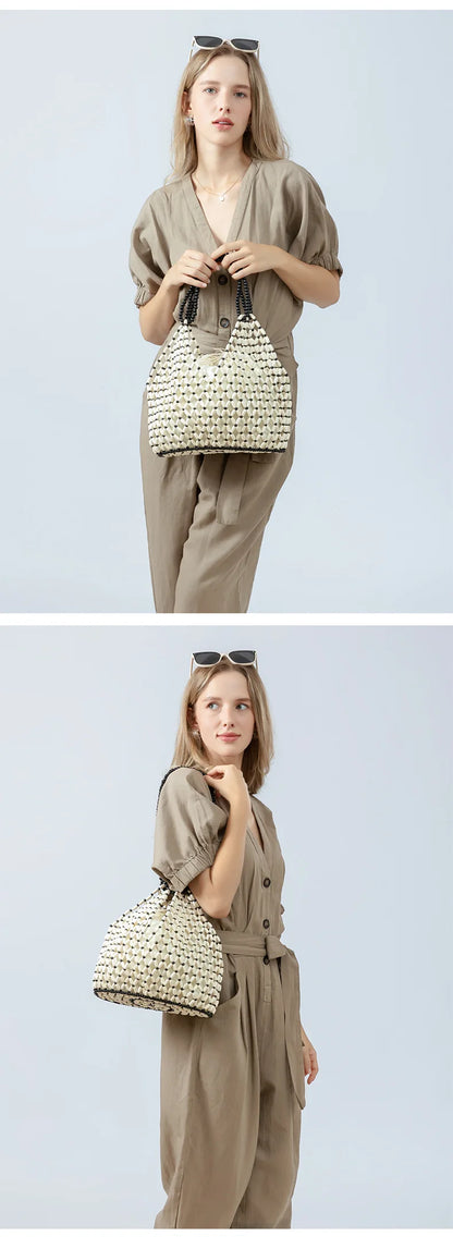 Retro Summer Handwoven Bucket Bag