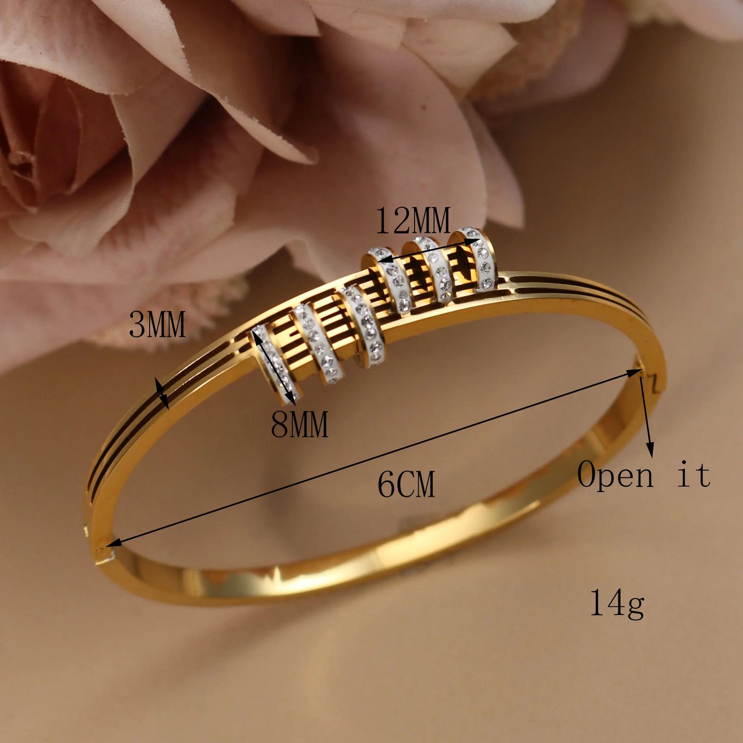 Hollow Crystal Half Face Bangle
