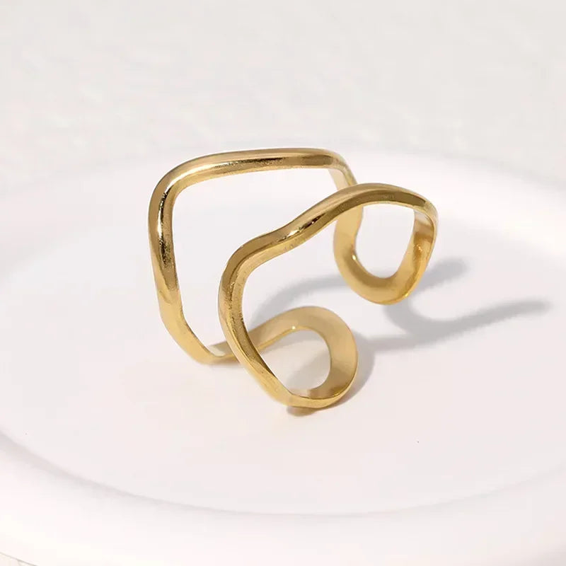 Irregular Wave Gilded Statement Ring