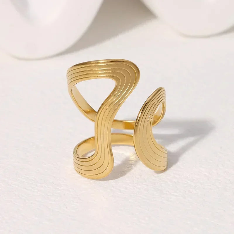 Irregular Wave Gilded Statement Ring