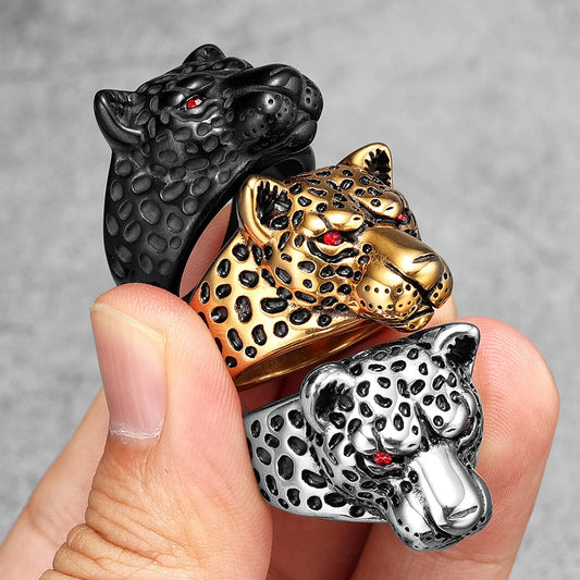 Leopard Animal Punk Biker Ring