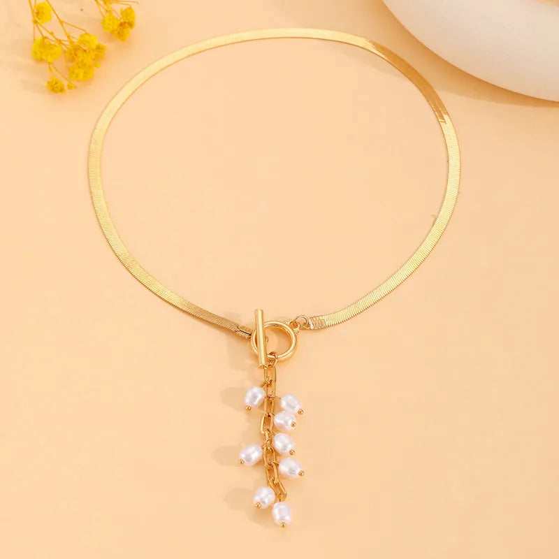 Pearl Tassel Snake Bone Necklace