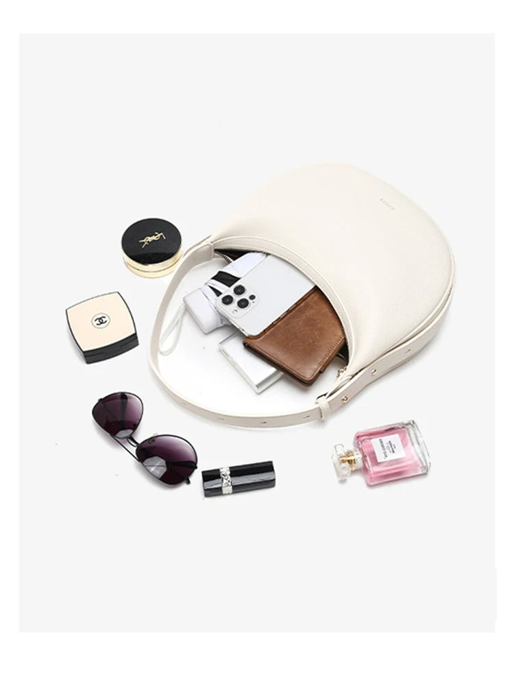 Minimalist Crescent Leather Underarm Bag