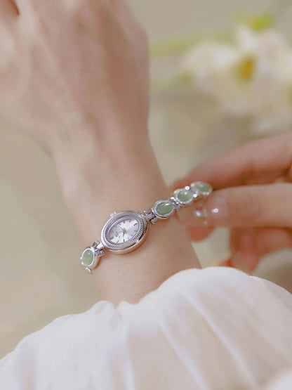 Natural Gemstone Oval Jewelry Watch