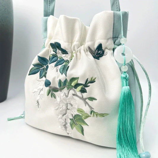 Embroidered Silk Heritage Bucket Bag