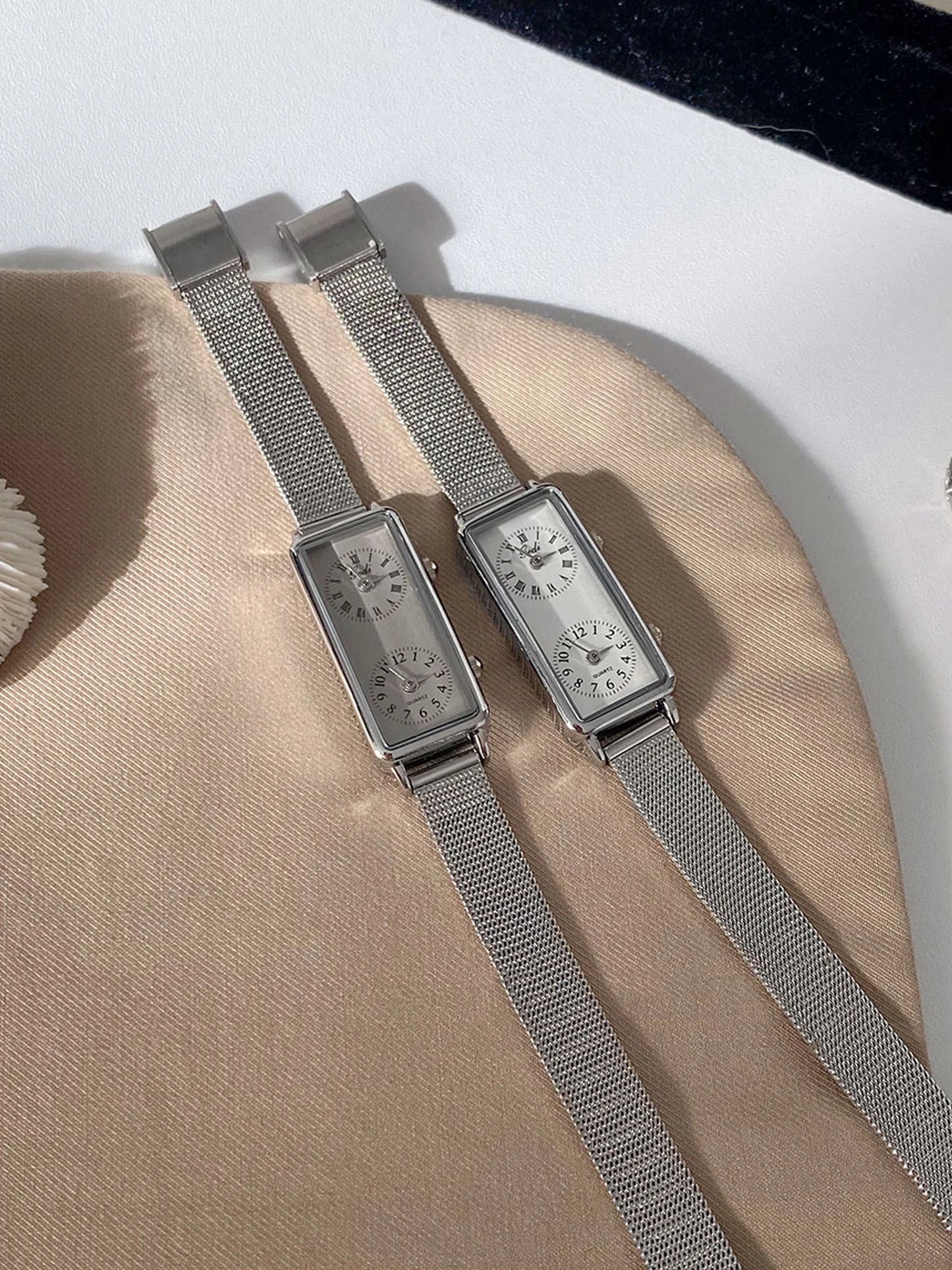Dual-Movement Retro Square Timepiece