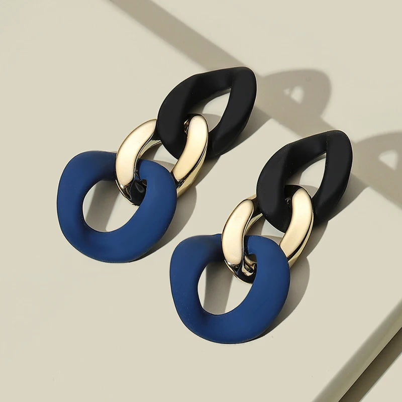 Color-Block Statement Resin Earrings