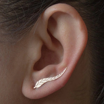 Gilded Leaf Sculptural Stud Earrings