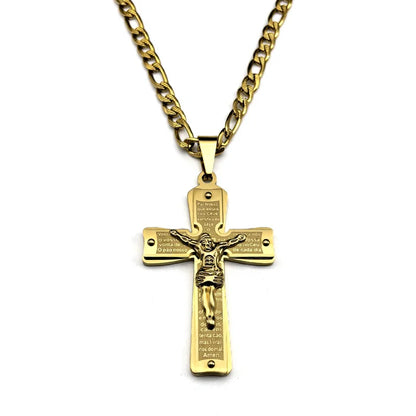 Gilded Bible Prayer Crucifix Necklace